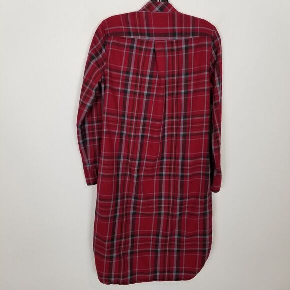 Lauren Ralph Lauren Women Plaide Button Front Tunic Dress Sz 8 Red Long Sleeve - Picture 4 of 9